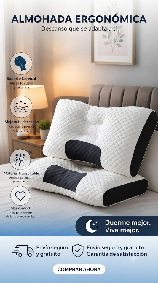 Almohada Ergonómica de Memory Foam – Soporte Cervical Premium