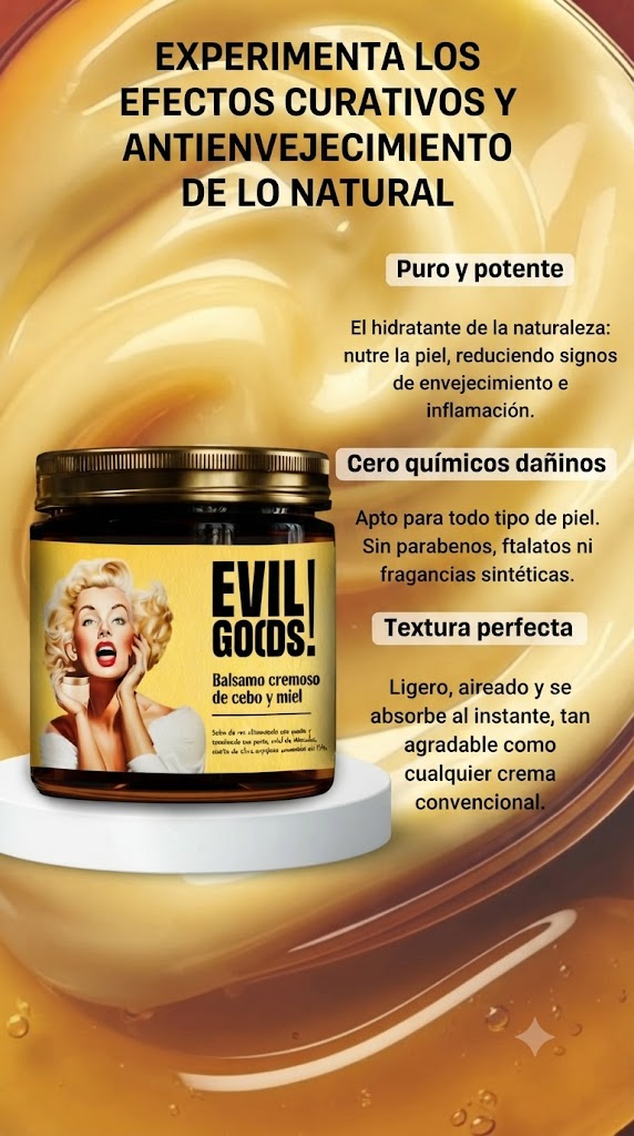 EVIL GOODS | Crema Facial de Sebo de Res y Miel de Manuka