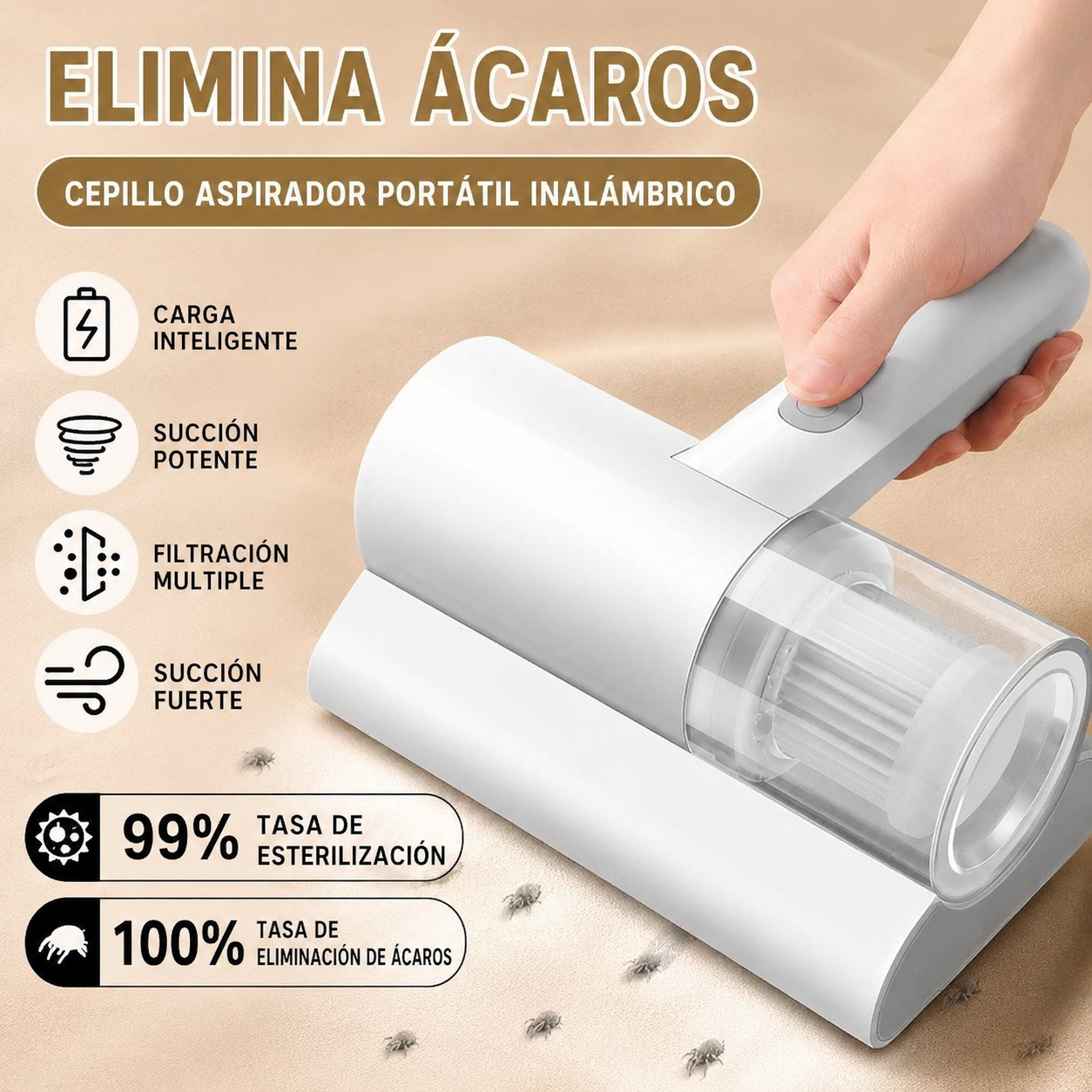 Aspirador UV para Colchones y Almohadas - Limpieza Profunda con Luz UV