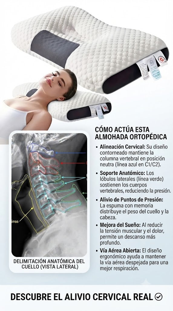 Almohada Ergonómica de Memory Foam – Soporte Cervical Premium
