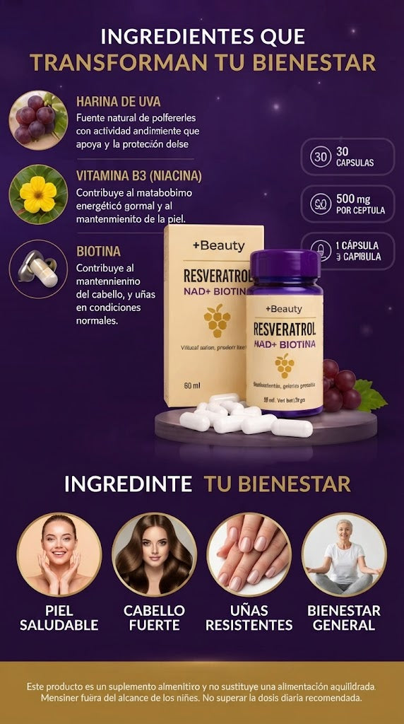 Resveratrol + Beauty NAD+ Biotina