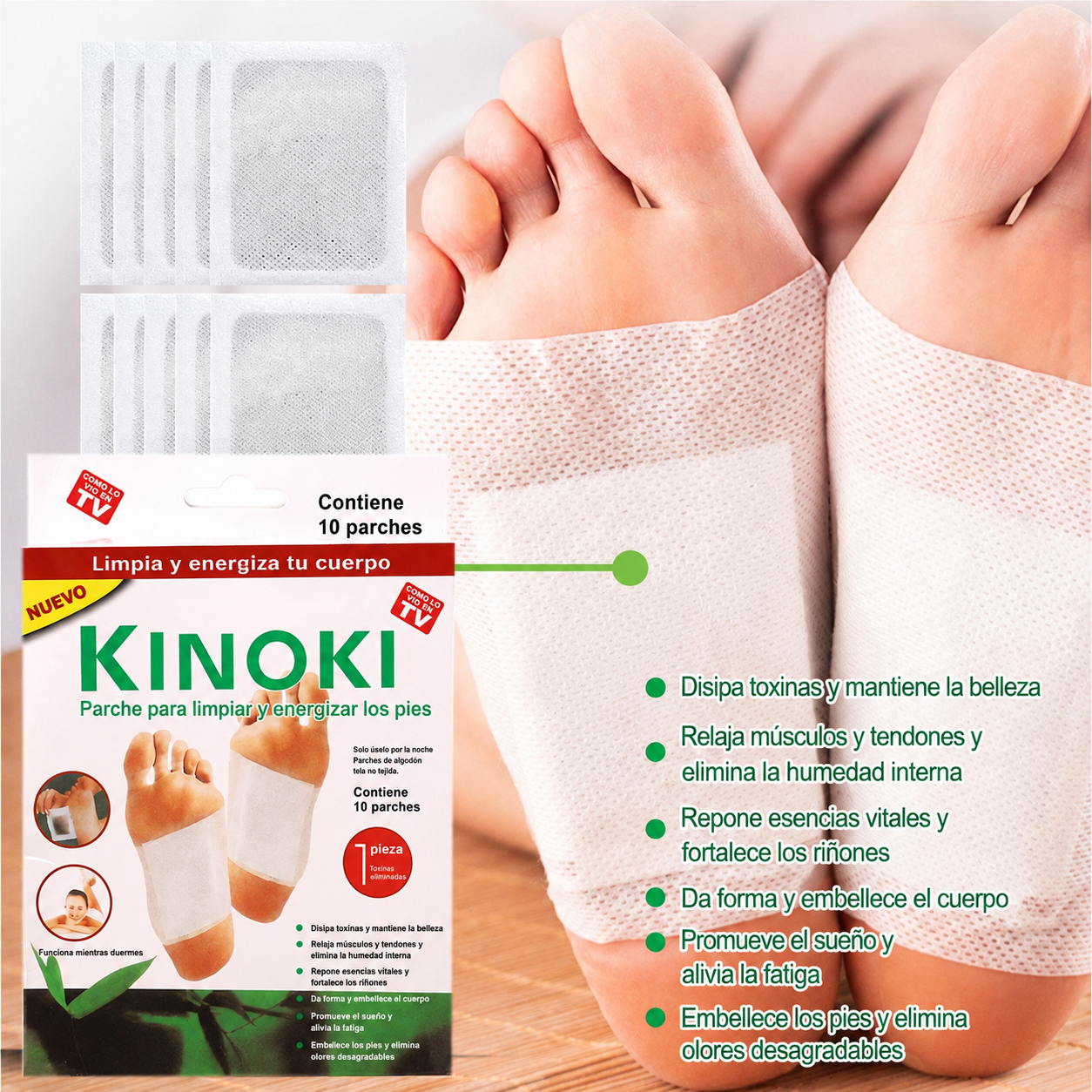 Parches Kinoki Desintoxicantes – 10 unidades