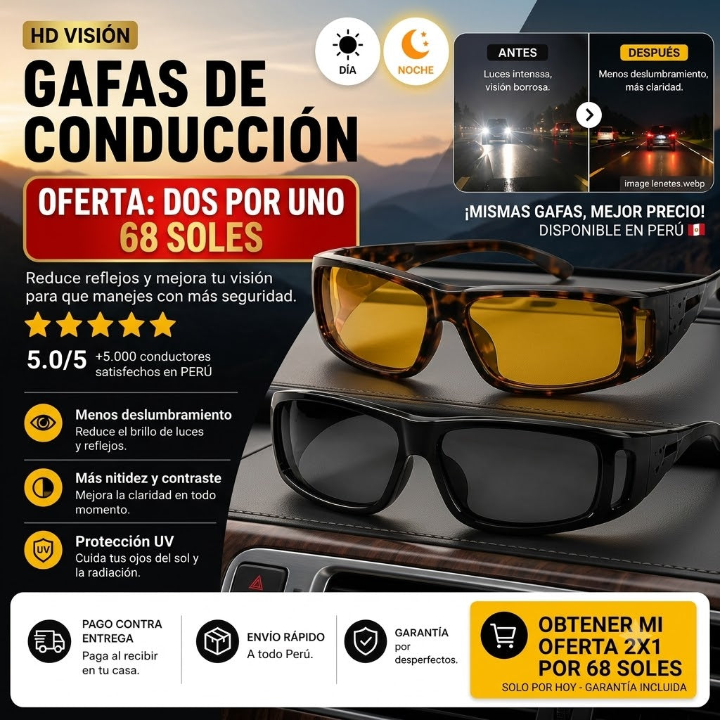 Lentes Vision HD 2en1 Dia y Noche